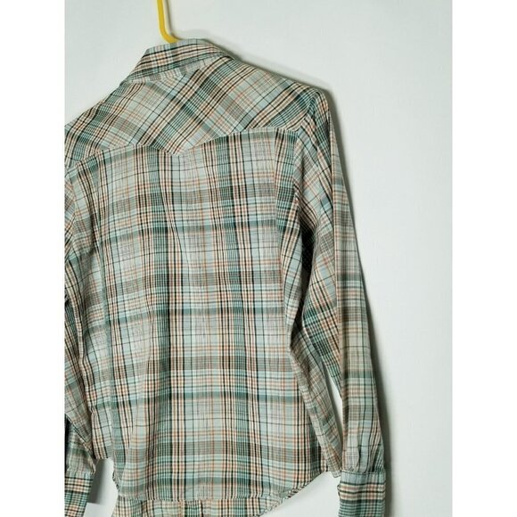 Western Top Mens 36 (Medium) Plaid Rodeo Pearl Button down long sleeve - Picture 9 of 13